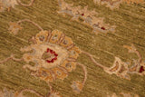 handmade Traditional Kafkaz Chobi Ziegler Green Tan Hand Knotted RECTANGLE 100% WOOL area rug 8 x 10