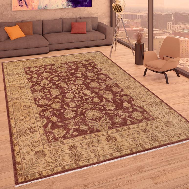 handmade Traditional Kafkaz Chobi Ziegler Brown Tan Hand Knotted RECTANGLE 100% WOOL area rug 8 x 10