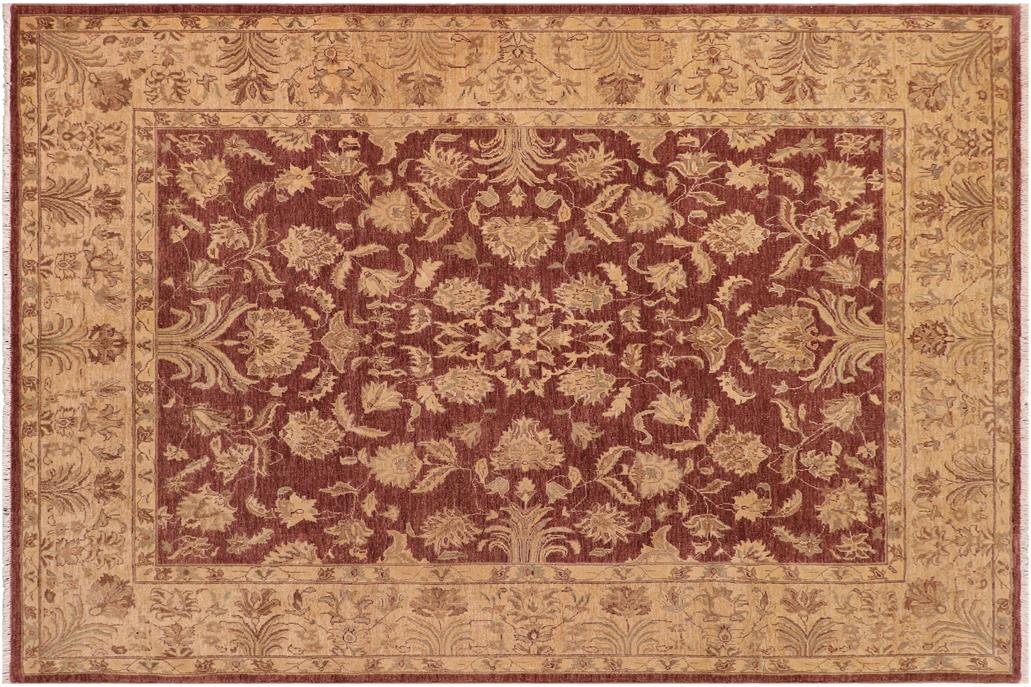 handmade Traditional Kafkaz Chobi Ziegler Brown Tan Hand Knotted RECTANGLE 100% WOOL area rug 8 x 10