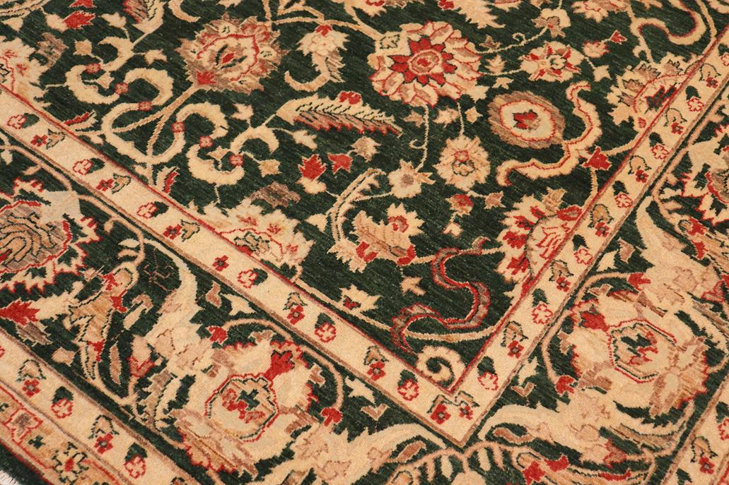 handmade Traditional Kafkaz Chobi Ziegler Green Beige Hand Knotted RECTANGLE 100% WOOL area rug 8 x 10