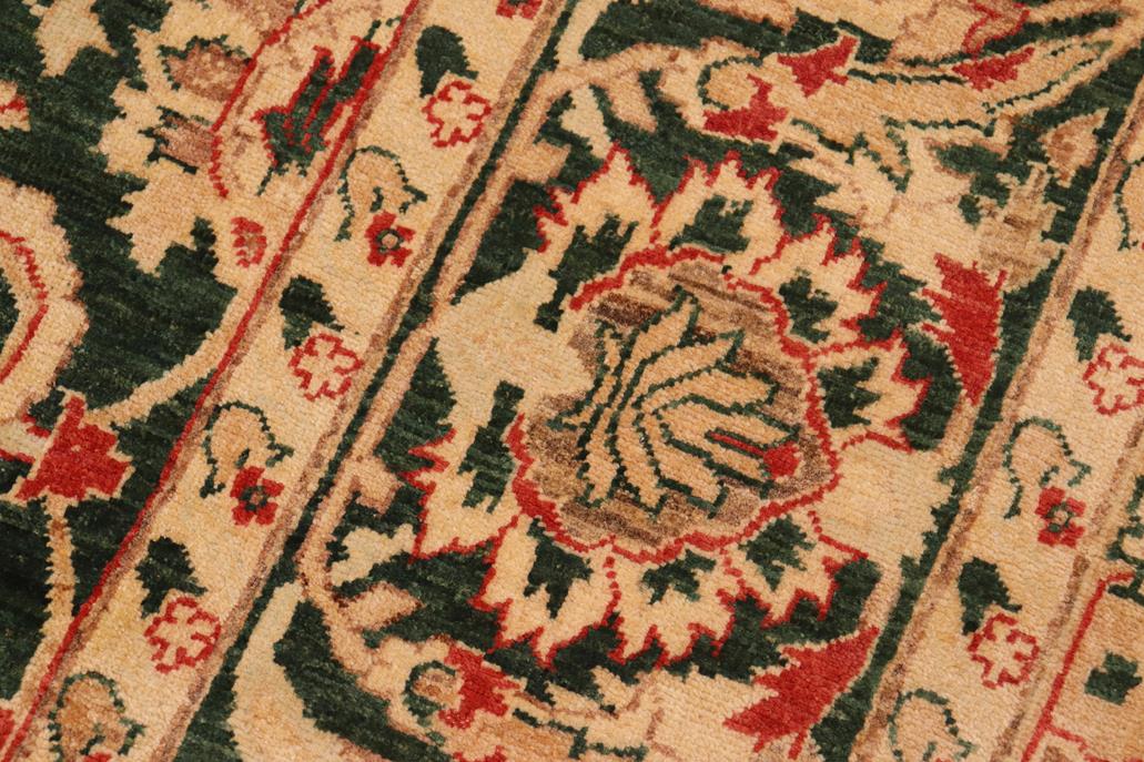 handmade Traditional Kafkaz Chobi Ziegler Green Beige Hand Knotted RECTANGLE 100% WOOL area rug 8 x 10
