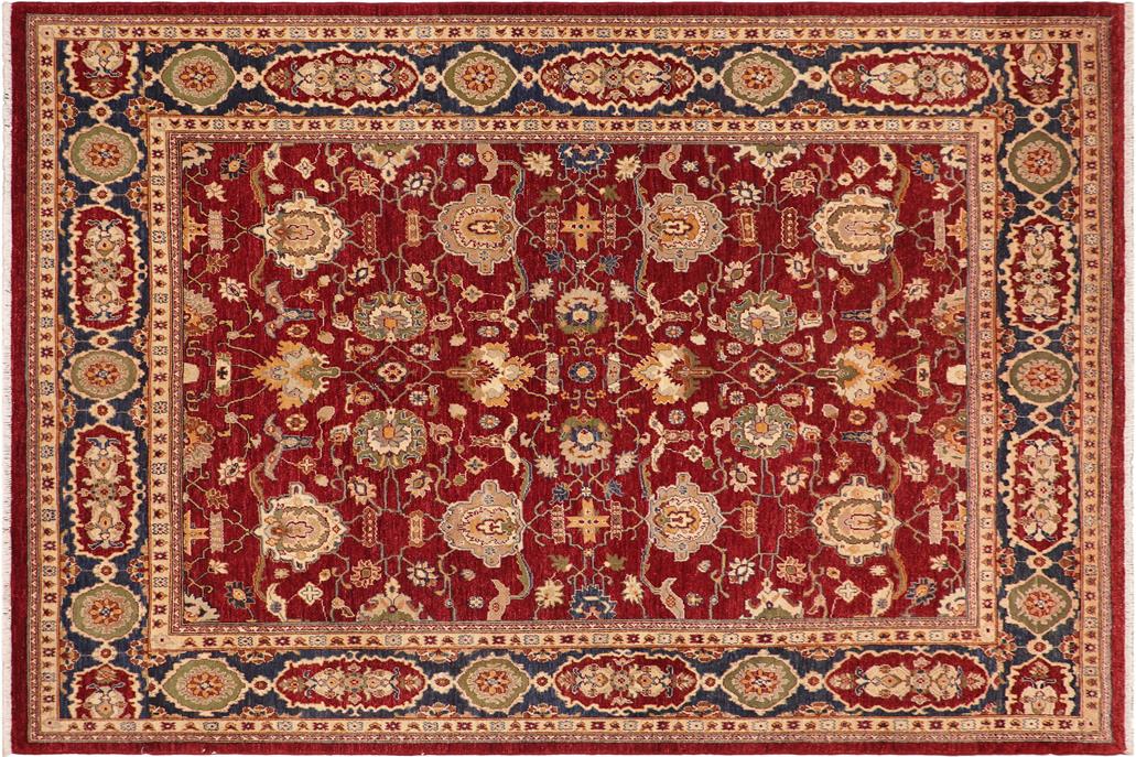 handmade Traditional Kafkaz Chobi Ziegler Red Blue Hand Knotted RECTANGLE 100% WOOL area rug 8 x 10