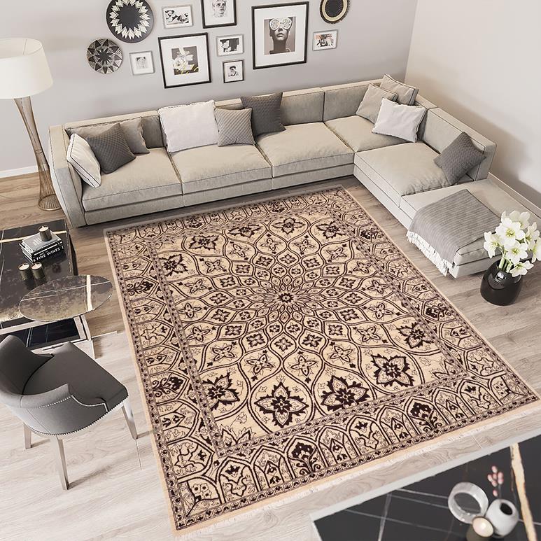handmade Geometric Kafkaz Chobi Ziegler Ivory Beige Hand Knotted RECTANGLE 100% WOOL area rug 8 x 10