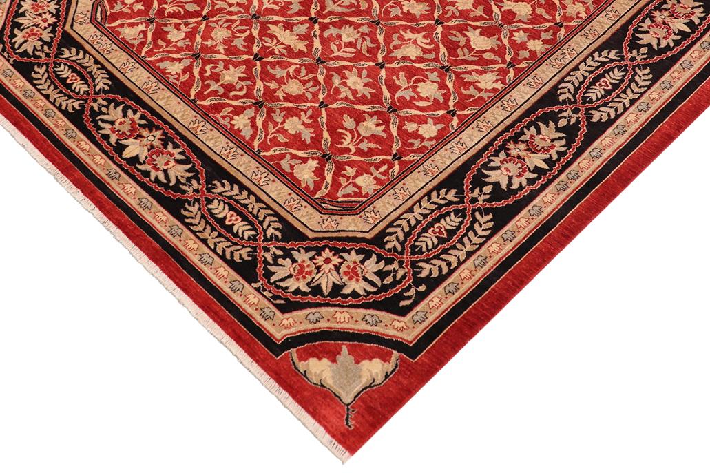 handmade Transitional Kafkaz Chobi Ziegler Red Black Hand Knotted RECTANGLE 100% WOOL area rug 9 x 12