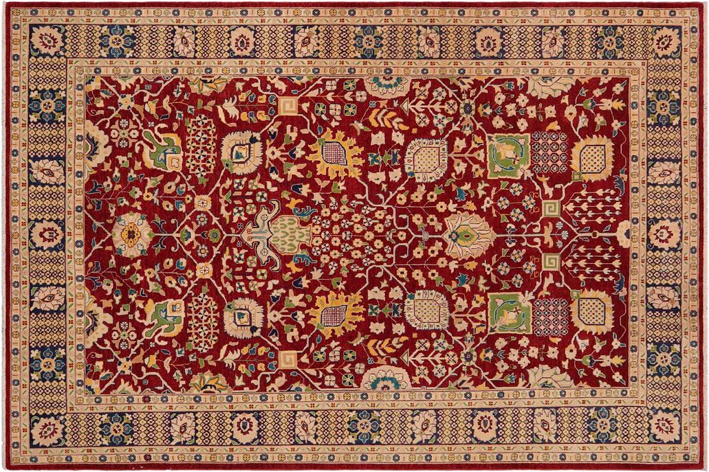 handmade Traditional Kafkaz Chobi Ziegler Red Blue Hand Knotted RECTANGLE 100% WOOL area rug 9 x 13