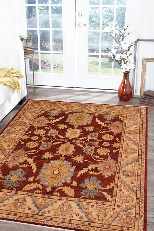 handmade Traditional Kafkaz Chobi Ziegler Red Tan Hand Knotted RECTANGLE 100% WOOL area rug 8 x 10