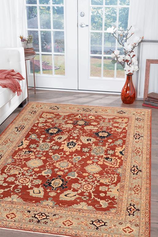 handmade Traditional Kafkaz Chobi Ziegler Rust Blue Hand Knotted RECTANGLE 100% WOOL area rug 8 x 10