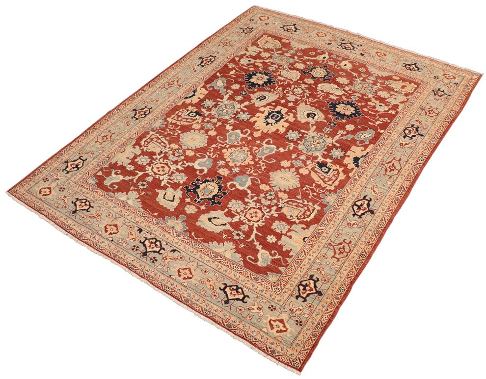 handmade Traditional Kafkaz Chobi Ziegler Rust Blue Hand Knotted RECTANGLE 100% WOOL area rug 8 x 10