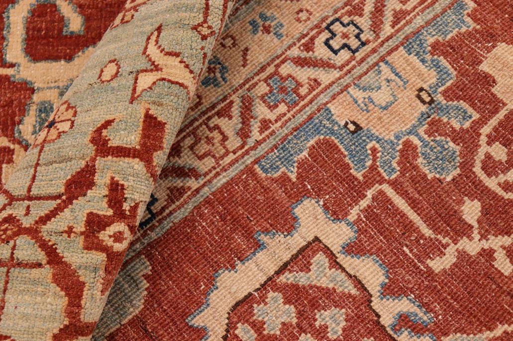handmade Traditional Kafkaz Chobi Ziegler Rust Blue Hand Knotted RECTANGLE 100% WOOL area rug 8 x 10