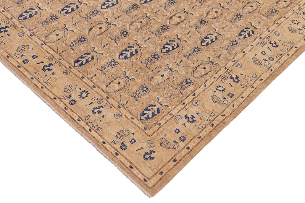 handmade Transitional Kafkaz Chobi Ziegler Tan Blue Hand Knotted RECTANGLE 100% WOOL area rug 8 x 10