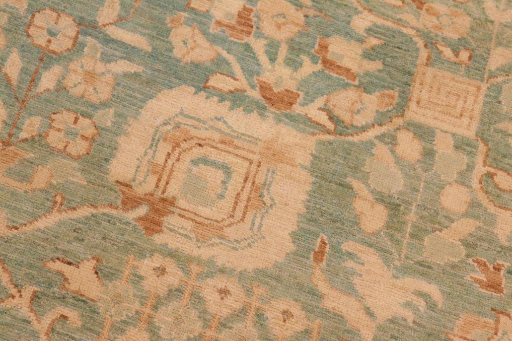 handmade Traditional Kafkaz Chobi Ziegler Green Tan Hand Knotted RECTANGLE 100% WOOL area rug 8 x 10