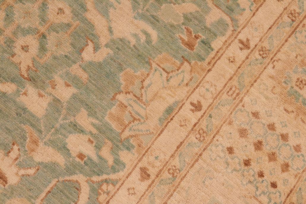 handmade Traditional Kafkaz Chobi Ziegler Green Tan Hand Knotted RECTANGLE 100% WOOL area rug 8 x 10