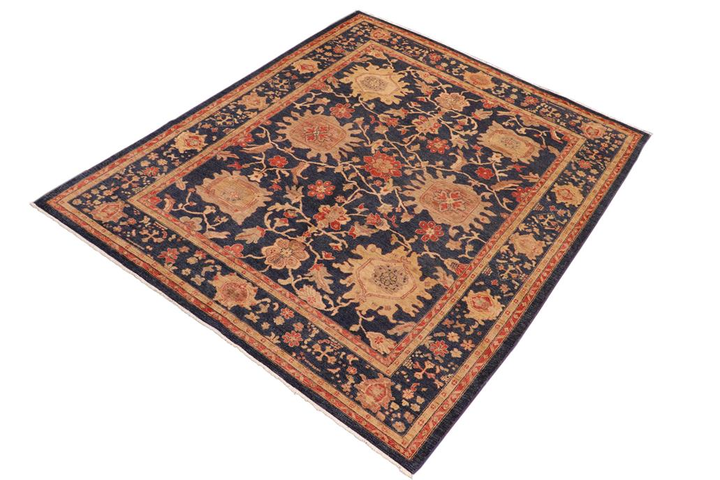 handmade Traditional Kafkaz Chobi Ziegler Blue Tan Hand Knotted RECTANGLE 100% WOOL area rug 8 x 10