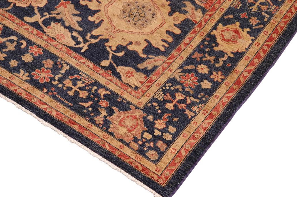 handmade Traditional Kafkaz Chobi Ziegler Blue Tan Hand Knotted RECTANGLE 100% WOOL area rug 8 x 10