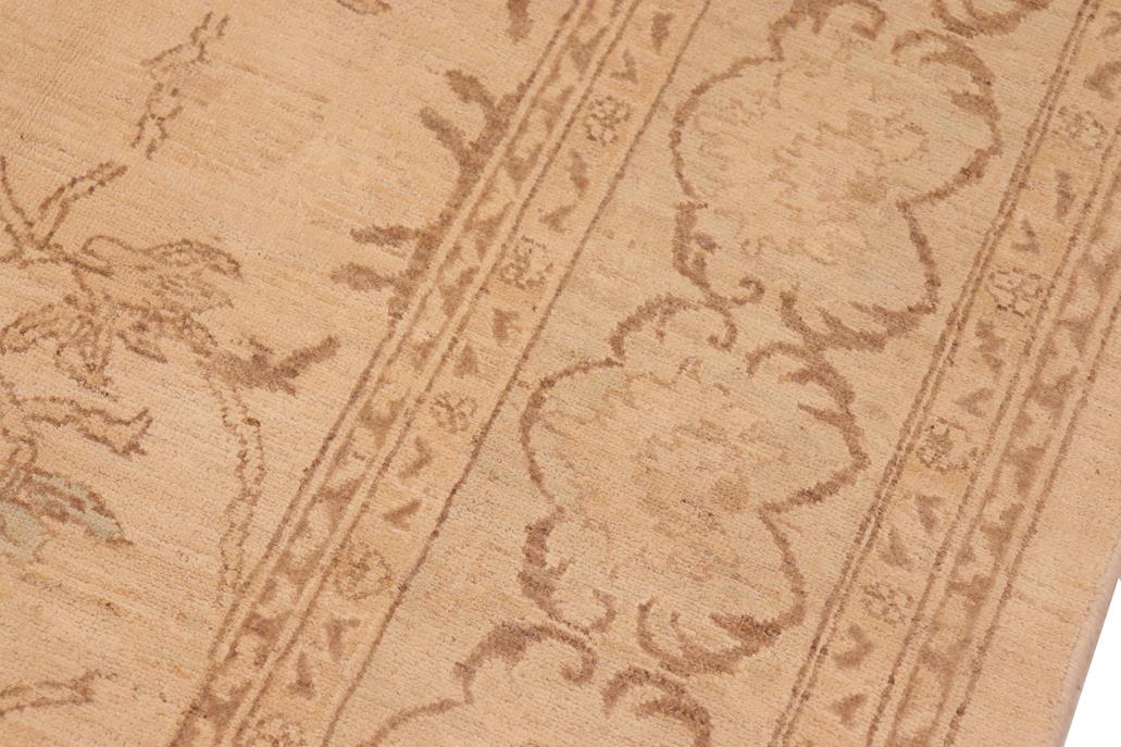 handmade Traditional Kafkaz Chobi Ziegler Tan Brown Hand Knotted RECTANGLE 100% WOOL area rug 8 x 11