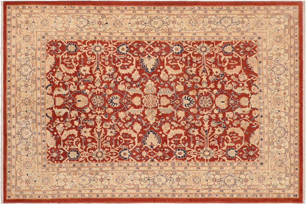handmade Traditional Kafkaz Chobi Ziegler Rust Beige Hand Knotted RECTANGLE 100% WOOL area rug 8 x 9