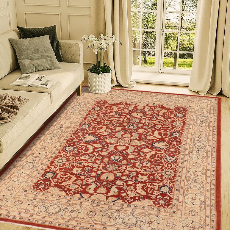 handmade Traditional Kafkaz Chobi Ziegler Rust Beige Hand Knotted RECTANGLE 100% WOOL area rug 8 x 9
