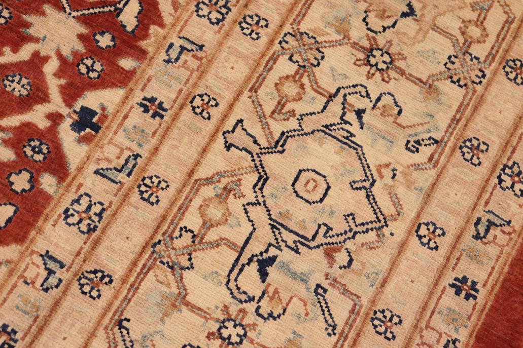 handmade Traditional Kafkaz Chobi Ziegler Rust Beige Hand Knotted RECTANGLE 100% WOOL area rug 8 x 9
