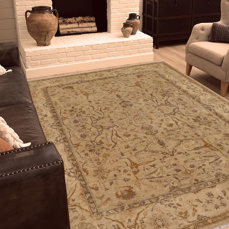 handmade Traditional Kafkaz Chobi Ziegler Taupe Tan Hand Knotted RECTANGLE 100% WOOL area rug 8 x 10