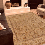 handmade Traditional Kafkaz Chobi Ziegler Taupe Tan Hand Knotted RECTANGLE 100% WOOL area rug 8 x 10