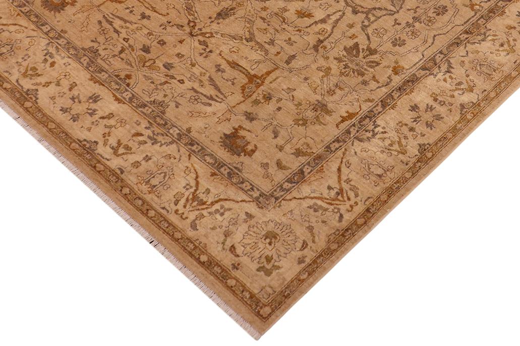 handmade Traditional Kafkaz Chobi Ziegler Taupe Tan Hand Knotted RECTANGLE 100% WOOL area rug 8 x 10