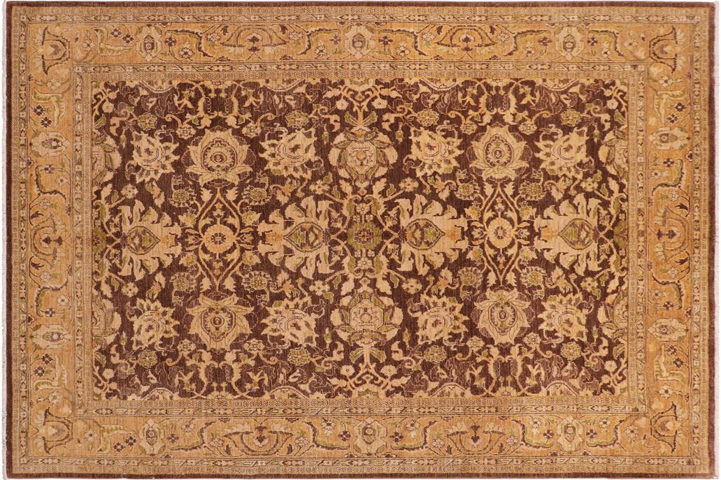 handmade Traditional Kafkaz Chobi Ziegler Brown Tan Hand Knotted RECTANGLE 100% WOOL area rug 8 x 10