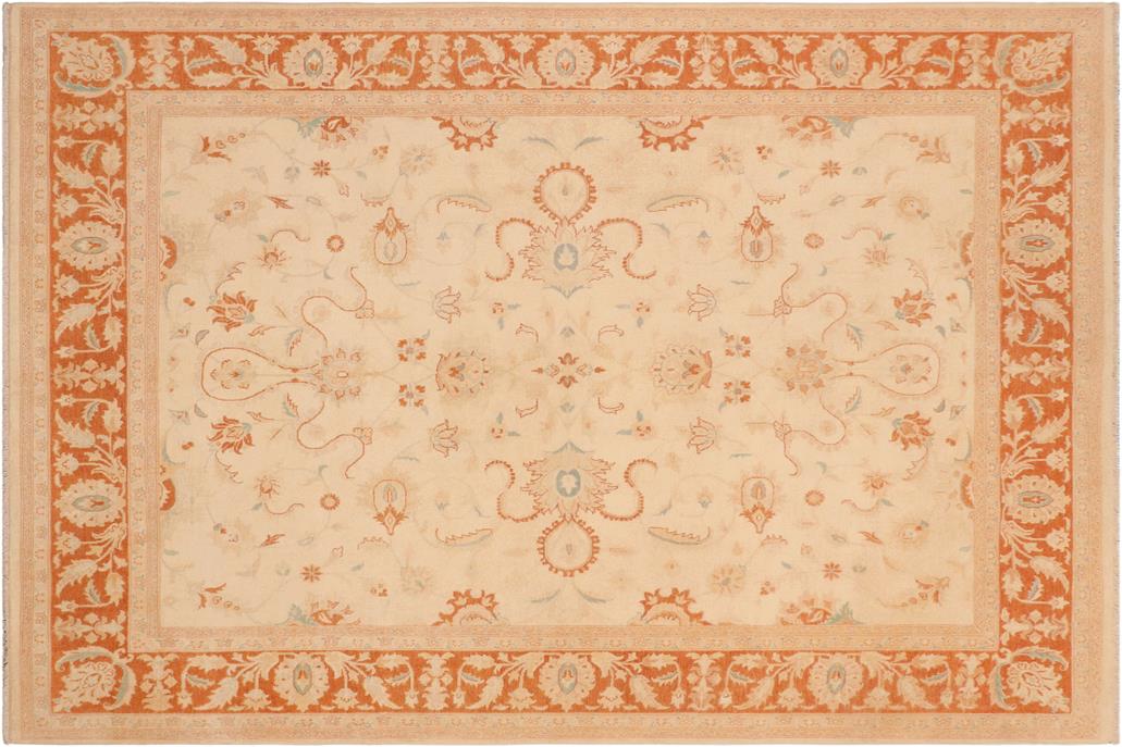 handmade Traditional Kafkaz Chobi Ziegler Beige Orange Hand Knotted RECTANGLE 100% WOOL area rug 8 x 10