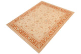 handmade Traditional Kafkaz Chobi Ziegler Beige Orange Hand Knotted RECTANGLE 100% WOOL area rug 8 x 10