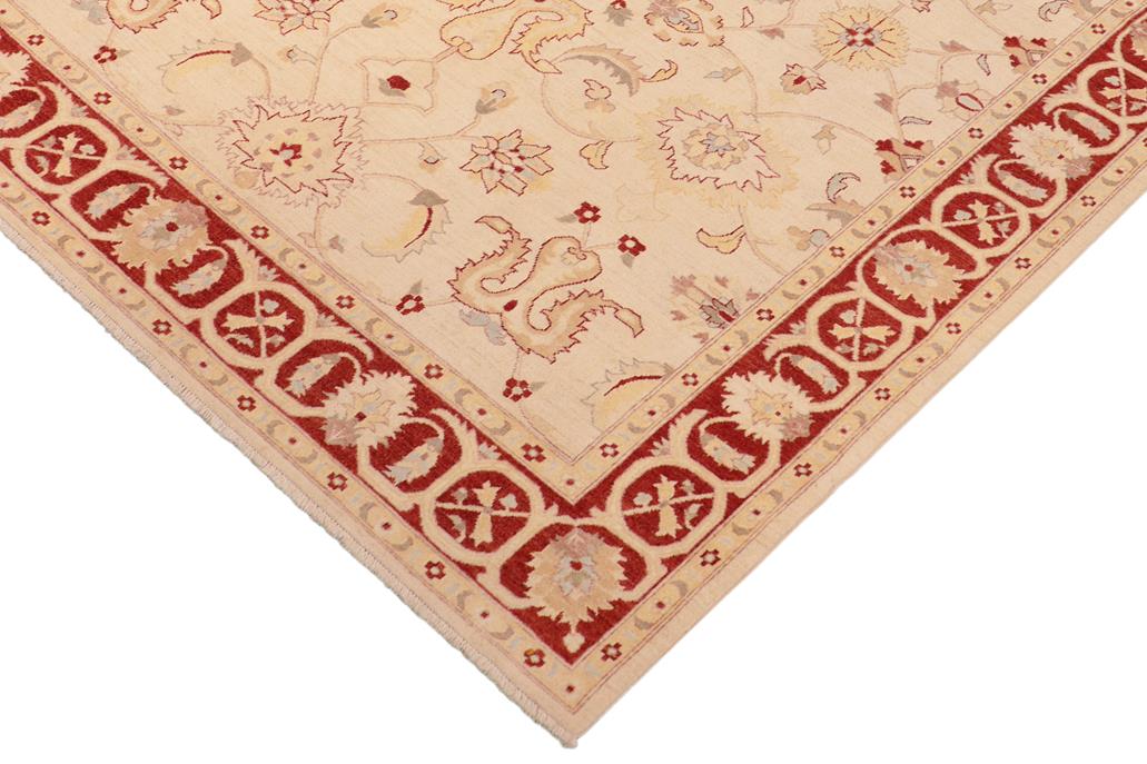 handmade Traditional Kafkaz Chobi Ziegler Beige Red Hand Knotted RECTANGLE 100% WOOL area rug 8 x 10