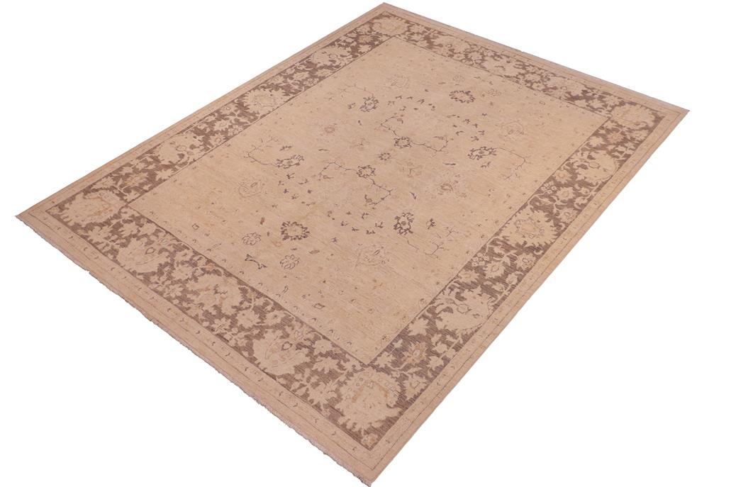 handmade Traditional Kafkaz Chobi Ziegler Tan Brown Hand Knotted RECTANGLE 100% WOOL area rug 8 x 10