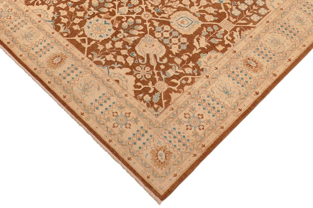 handmade Traditional Kafkaz Chobi Ziegler Brown Beige Hand Knotted RECTANGLE 100% WOOL area rug 8 x 10