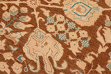 handmade Traditional Kafkaz Chobi Ziegler Brown Beige Hand Knotted RECTANGLE 100% WOOL area rug 8 x 10