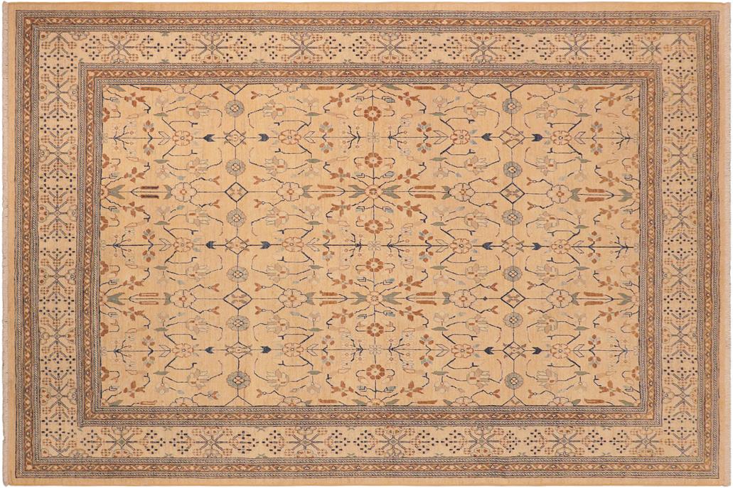handmade Transitional Kafkaz Chobi Ziegler Tan Beige Hand Knotted RECTANGLE 100% WOOL area rug 8 x 10