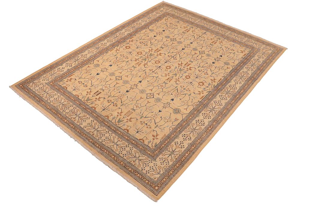 handmade Transitional Kafkaz Chobi Ziegler Tan Beige Hand Knotted RECTANGLE 100% WOOL area rug 8 x 10