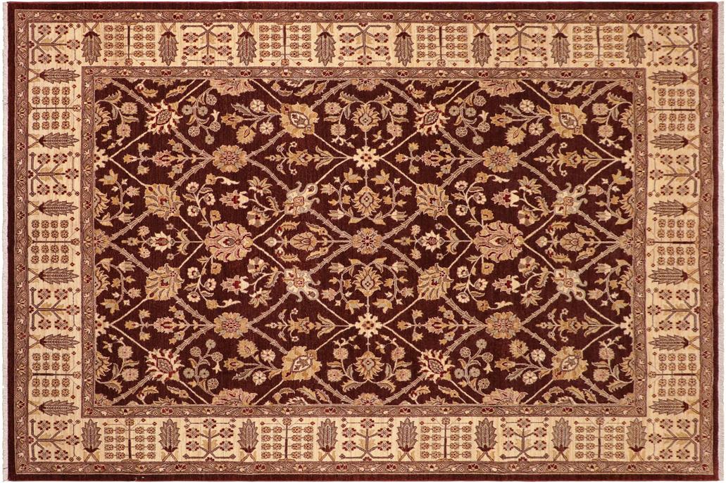 handmade Traditional Kafkaz Chobi Ziegler Brown Beige Hand Knotted RECTANGLE 100% WOOL area rug 8 x 11