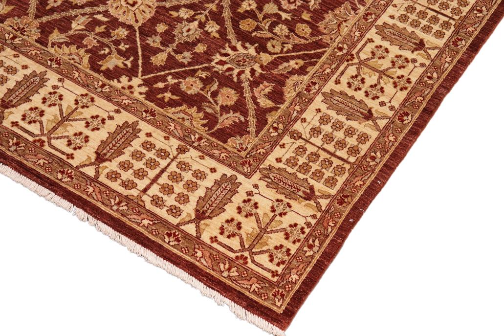 handmade Traditional Kafkaz Chobi Ziegler Brown Beige Hand Knotted RECTANGLE 100% WOOL area rug 8 x 11