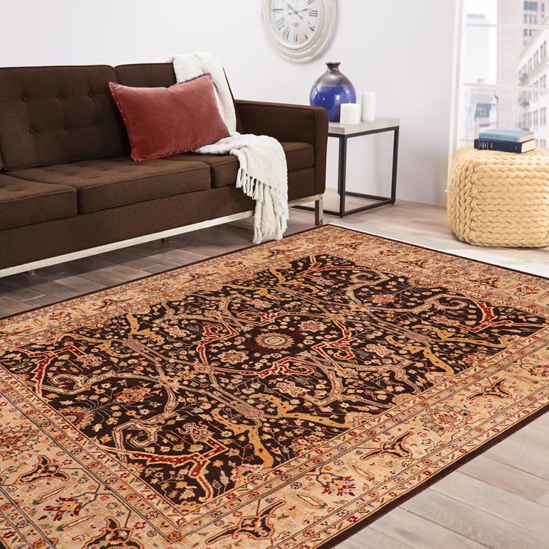 handmade Traditional Kafkaz Chobi Ziegler Brown Tan Hand Knotted RECTANGLE 100% WOOL area rug 8 x 10