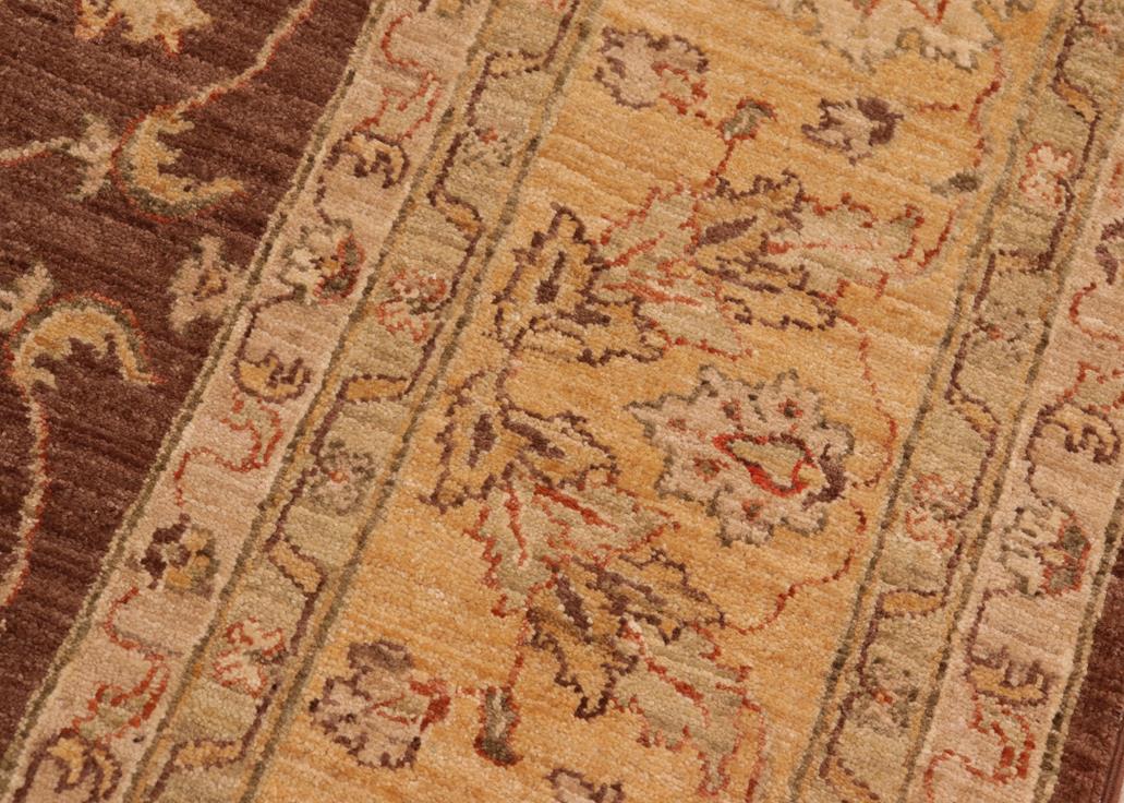 handmade Traditional Kafkaz Chobi Ziegler Brown Gold Hand Knotted RECTANGLE 100% WOOL area rug 8 x 10