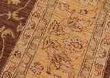 handmade Traditional Kafkaz Chobi Ziegler Brown Gold Hand Knotted RECTANGLE 100% WOOL area rug 8 x 10