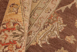 handmade Traditional Kafkaz Chobi Ziegler Brown Gold Hand Knotted RECTANGLE 100% WOOL area rug 8 x 10