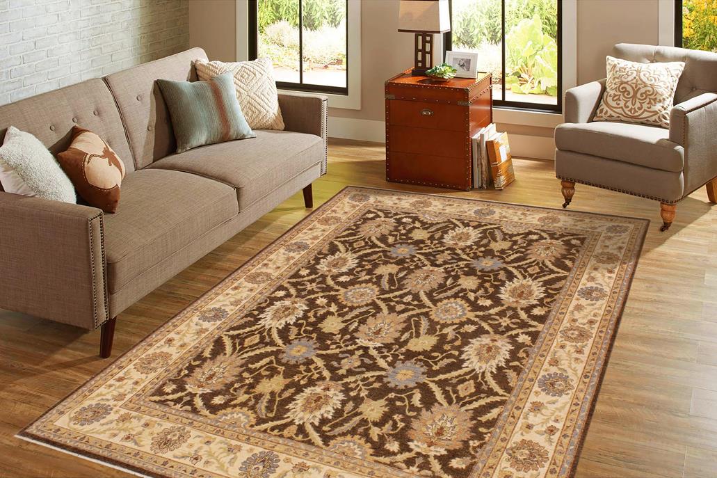 handmade Traditional Kafkaz Chobi Ziegler Brown Beige Hand Knotted RECTANGLE 100% WOOL area rug 8 x 10