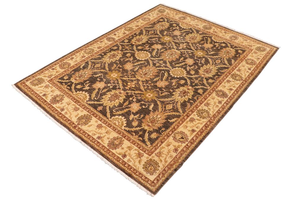 handmade Transitional Kafkaz Chobi Ziegler Charcoal Beige Hand Knotted RECTANGLE 100% WOOL area rug 8 x 10
