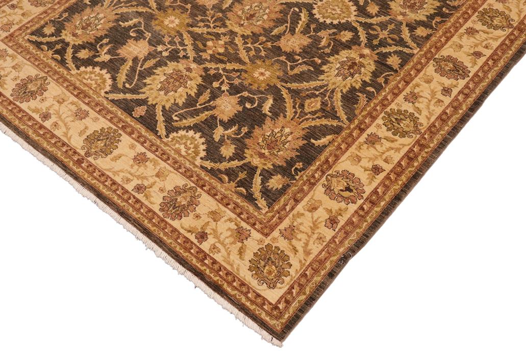 handmade Transitional Kafkaz Chobi Ziegler Charcoal Beige Hand Knotted RECTANGLE 100% WOOL area rug 8 x 10