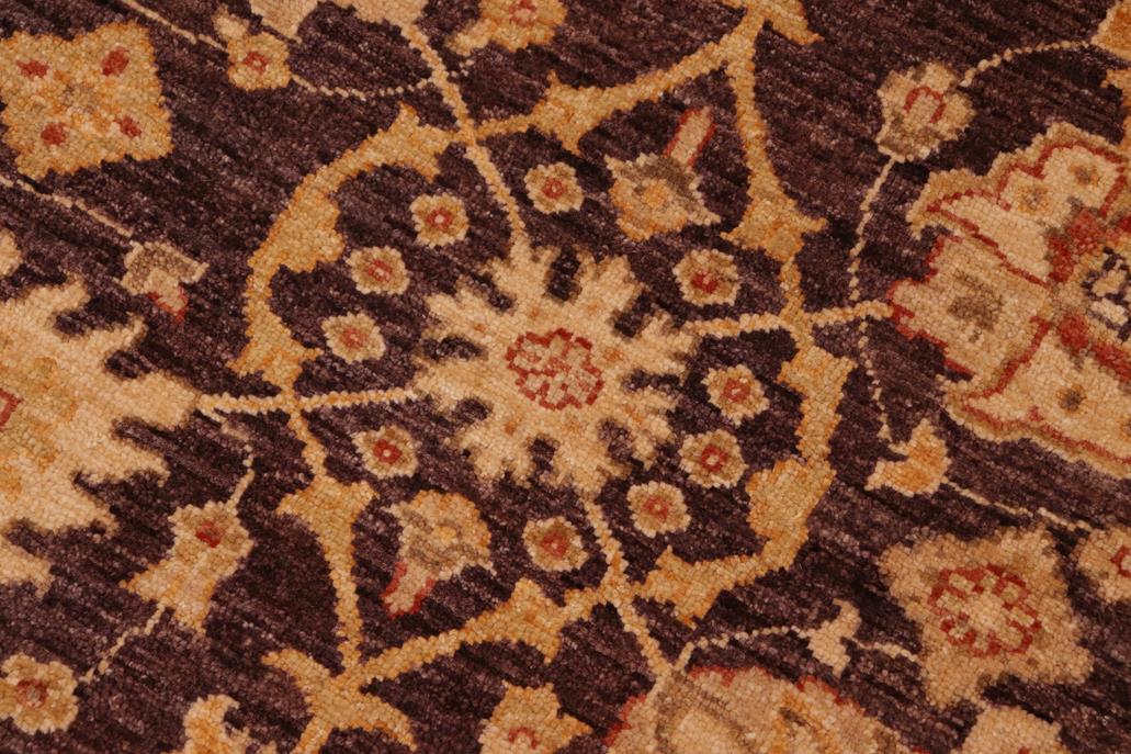 handmade Transitional Kafkaz Chobi Ziegler Aubergine Beige Hand Knotted RECTANGLE 100% WOOL area rug 8 x 9