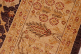 handmade Transitional Kafkaz Chobi Ziegler Aubergine Beige Hand Knotted RECTANGLE 100% WOOL area rug 8 x 9