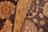handmade Transitional Kafkaz Chobi Ziegler Aubergine Beige Hand Knotted RECTANGLE 100% WOOL area rug 8 x 9