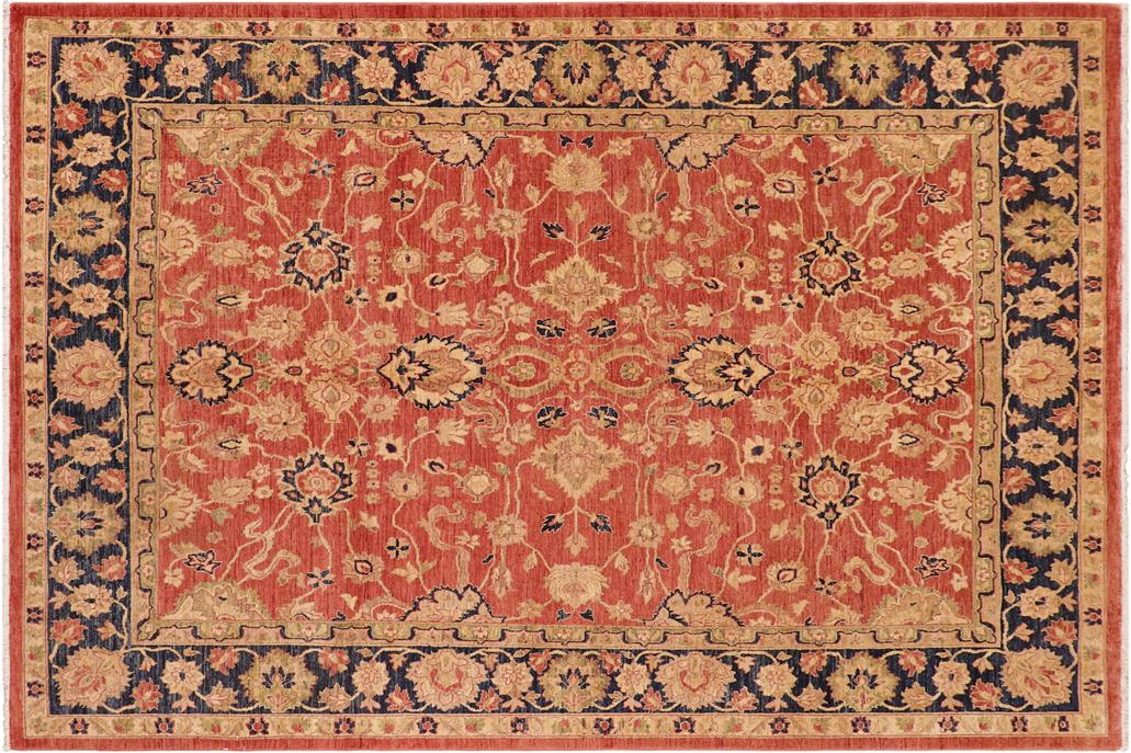 handmade Traditional Kafkaz Chobi Ziegler Rust Blue Hand Knotted RECTANGLE 100% WOOL area rug 8 x 10