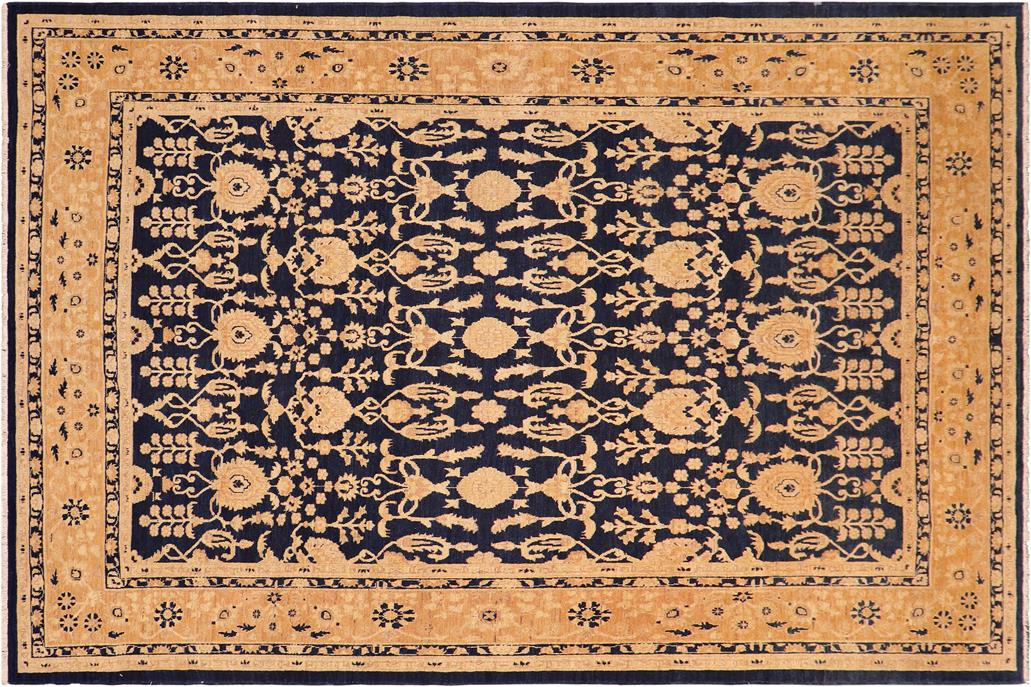 handmade Traditional Kafkaz Chobi Ziegler Blue Dark Tan Hand Knotted RECTANGLE 100% WOOL area rug 8 x 10
