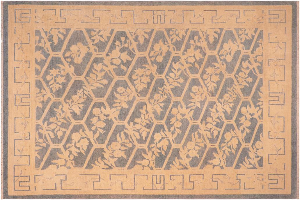 handmade Transitional Kafkaz Chobi Ziegler Blue Beige Hand Knotted RECTANGLE 100% WOOL area rug 8 x 10