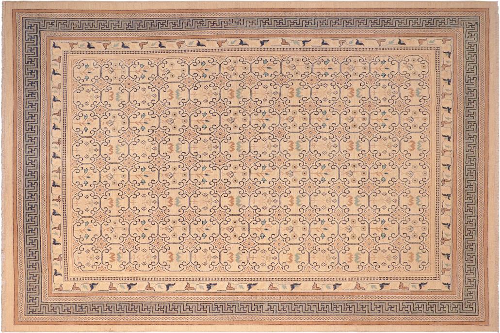 handmade Transitional Kafkaz Chobi Ziegler Beige Lt. Green Hand Knotted RECTANGLE 100% WOOL area rug 8 x 10
